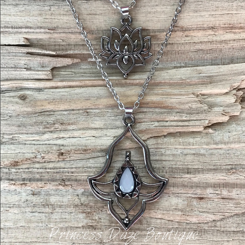 Unique Boho Lotus Double Chain‎ Necklace